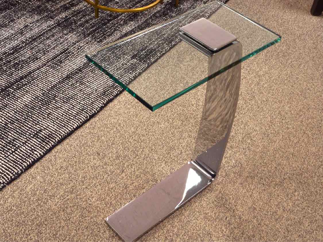 Contemporary Glass & Chrome C Side Table