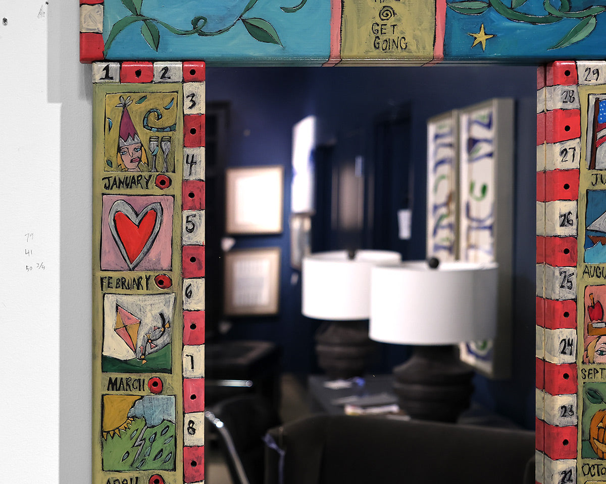Sticks Whimsical Calendar Mirror With Movable Pegs