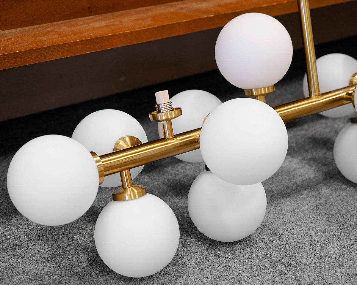 Brass Radial Bulb Chandelier