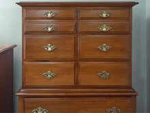Young Hinkle Maple 5 Drawer Chest on Chest with Chippendale Handles