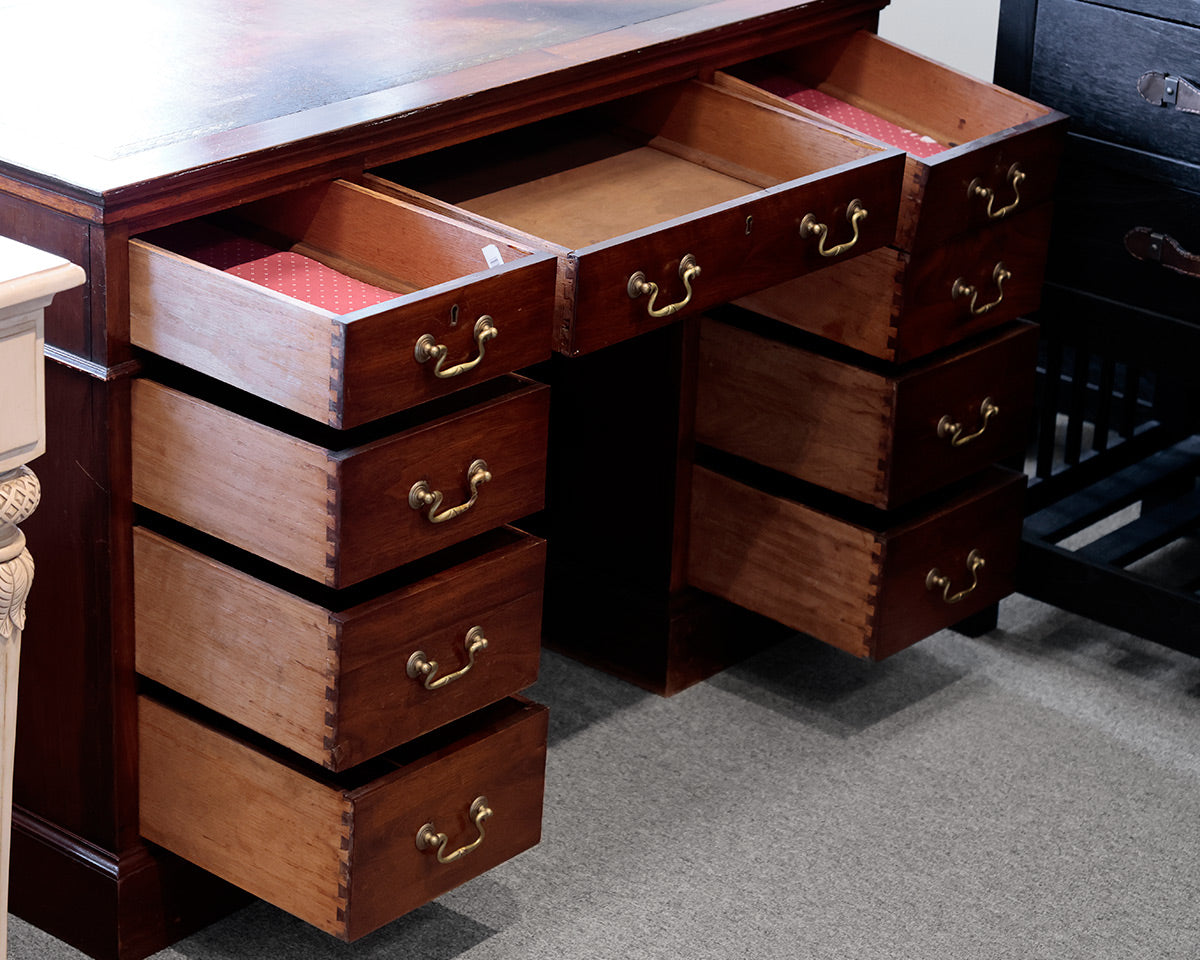 Leather Inlay Mahogany Desk