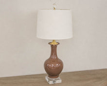 Falcon Brown Porcelain Table Lamp with Acrylic Base & Finial