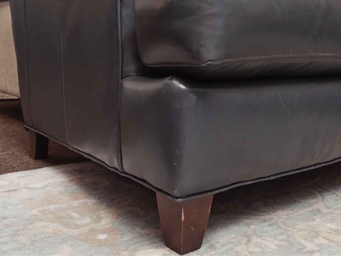 Bradington Young  Blue Grey Leather 2 Cushion Loveseat
