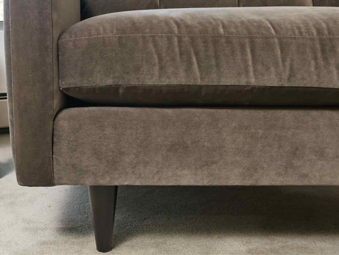Charcoal Grey Micro Fiber Upholstered Chair with Tufted Back Pillow