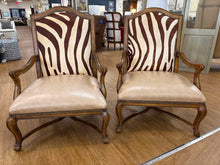 Pair of Carved Wood Zebra Armchairs