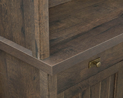 1 Drawer 2 Door Coffee Oak Finish Bookcase