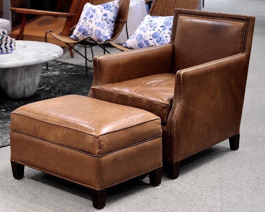 Leather Chair and Ottoman