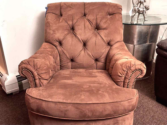 Key City  Ultra Suede Tufted Back Arm Chair & Ottoman