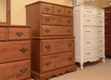 Maple Chest on Chest with 3 Over 2 Drawers & Chippendale Hardware Pulls