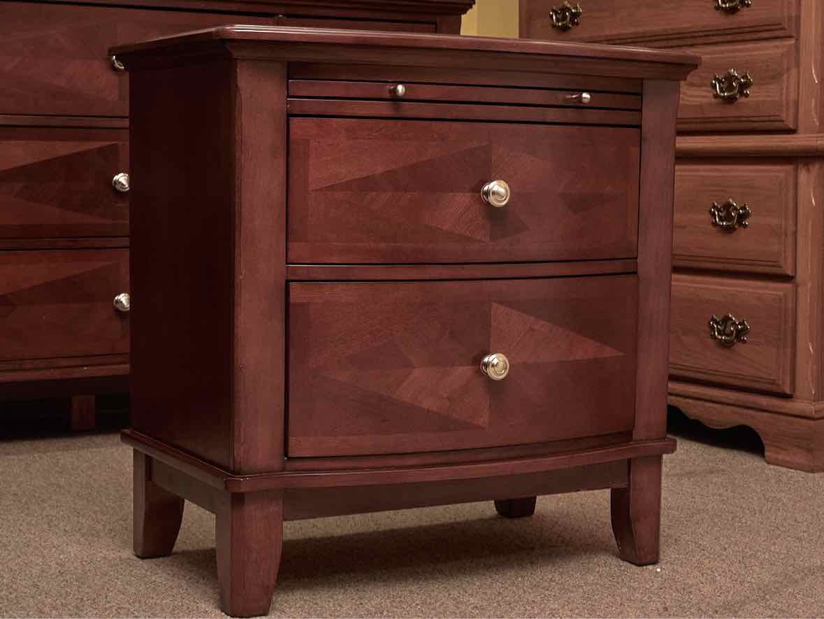 Hamilton & Spill Cherry Finish Pull Out  Drink Tray & 2 Drawer  Nightstand