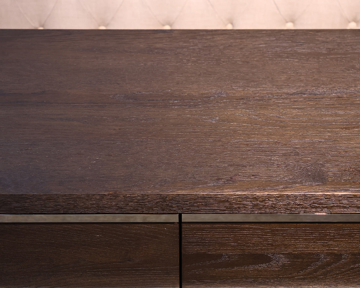 Restoration Hardware Bezier 6-Drawer Low Wide Dresser in Brown Oak and Steel