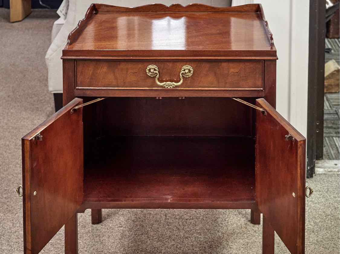 Pair of Baker Mahogany Nightstand W/ Galley