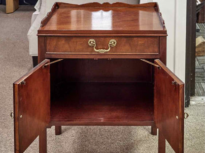 Pair of Baker Mahogany Nightstand W/ Galley