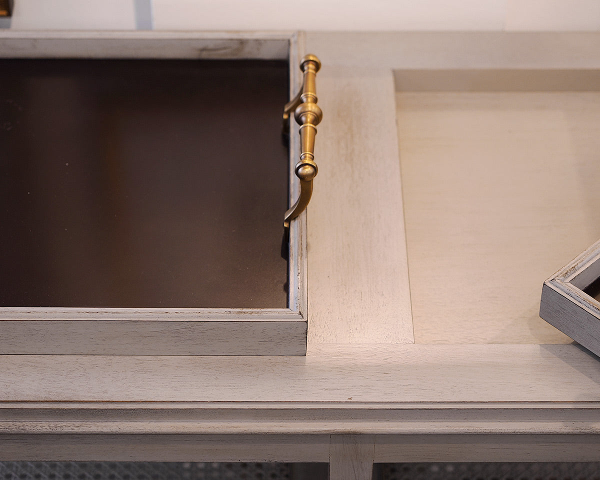 Sherrill Furniture Modern Caned Tiered Tray Console