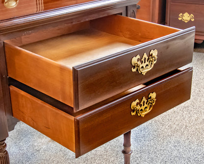 Pair of Ethan Allen 'Georgian Court' Cherry 2 Drawer Nightstands
