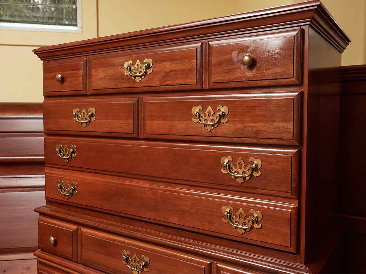 Crawford Furniture Cherry 6 Drawer Chest With Bass Handles – Furniture Consignment Gallery