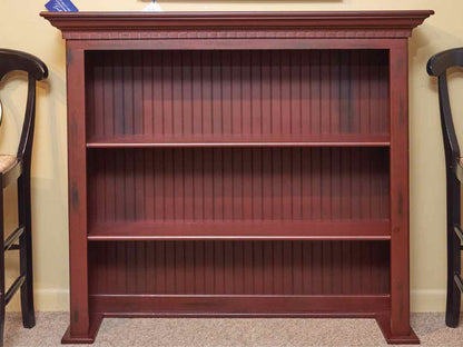 Cranberry Finish 2 Shelf Beadboard Back Bookcase