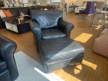 Klausner Charcoal Leather Chair w/ Ottoman