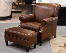 Ethan Allen Leather Chair With Ottoman