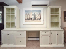 Pottery Barn Ivory Desk with 2 Glass Pane Door Tower Office Storage