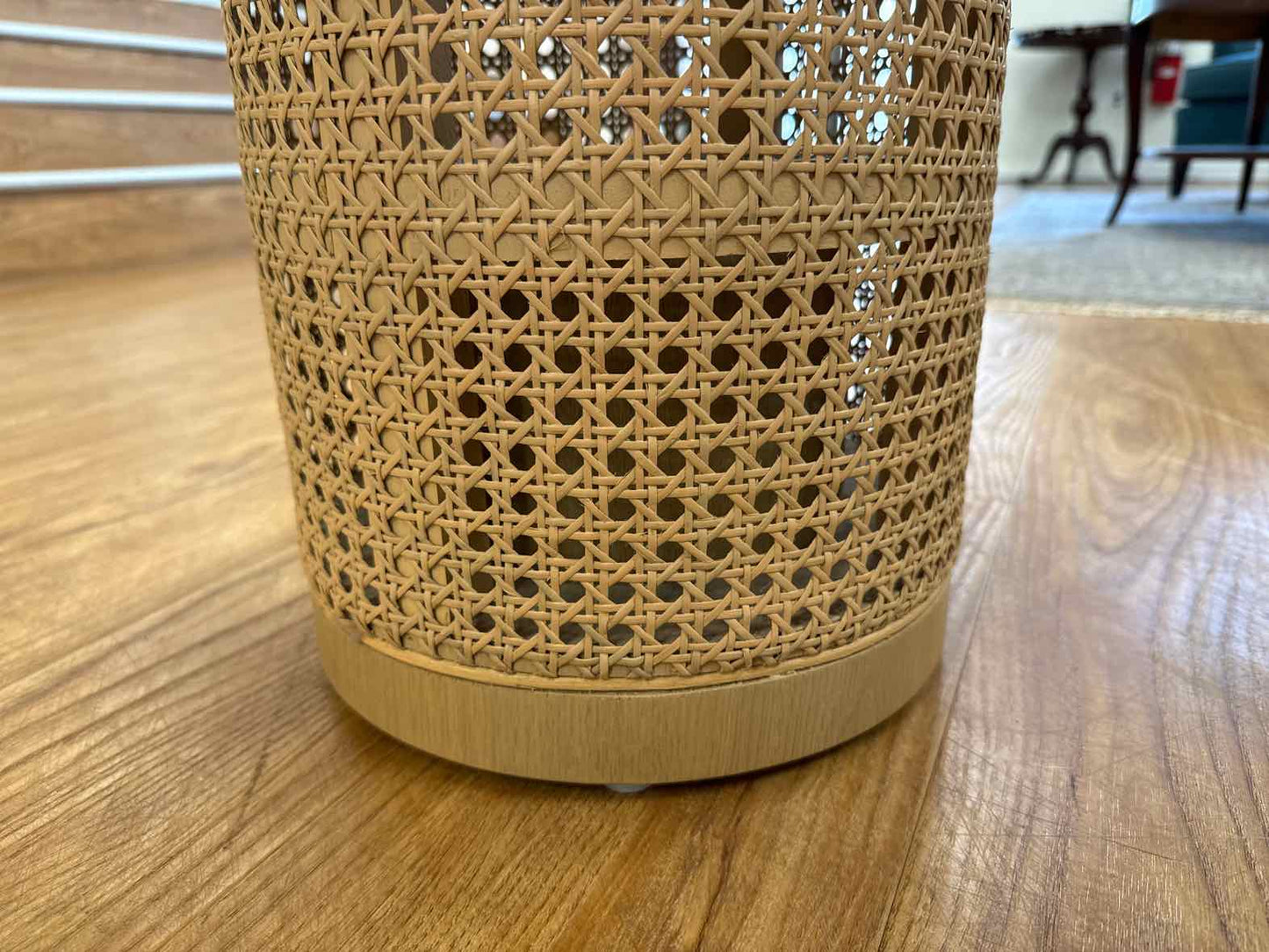 Crate & Barrel 'Vernet' Travertine Cane End Table