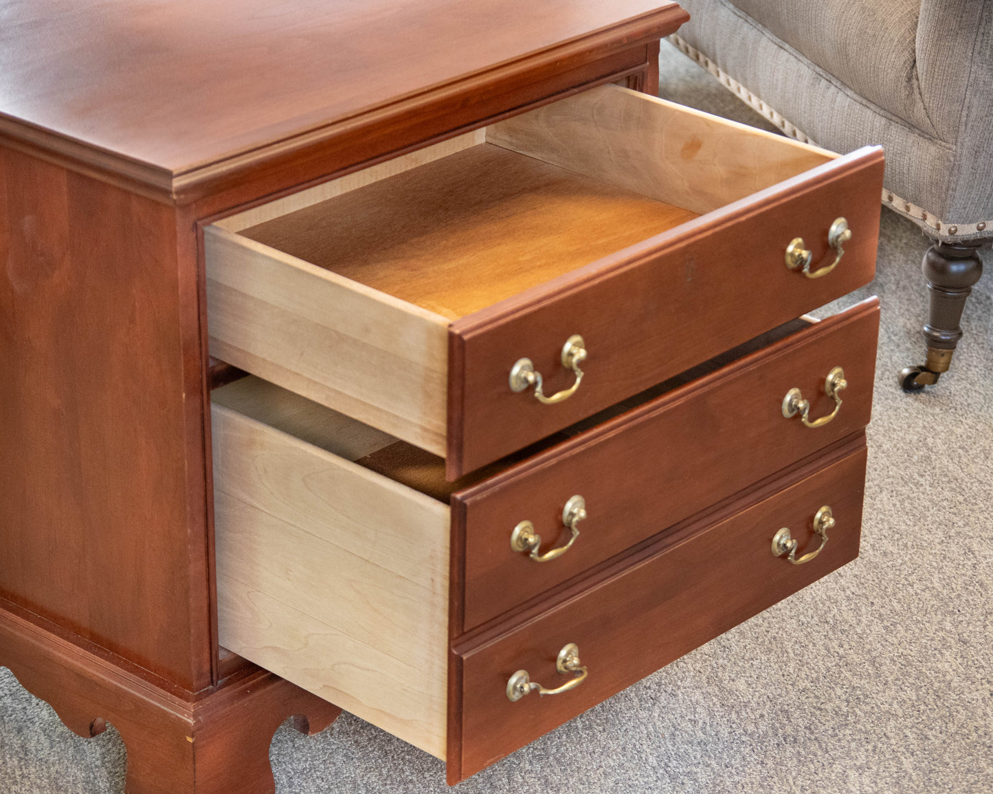 Pair of Solid Cherry Blockfront Nightstands