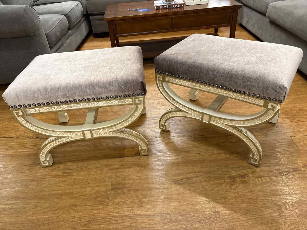 Pair of Compositions X-Frame Ottomans