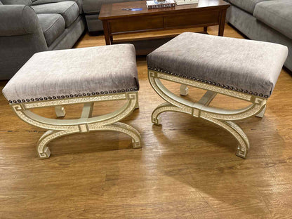 Pair of Compositions X-Frame Ottomans