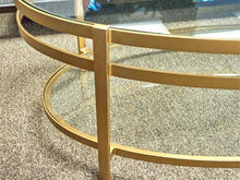 Oval Brass & Glass Cocktail Table