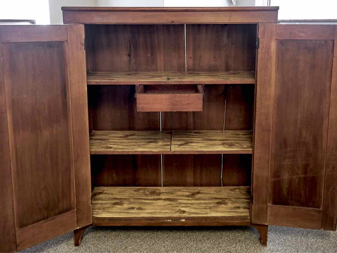 Cherry 2 Door Storage Piece with Shiplap Wood  Back