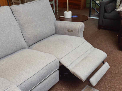 Zhejiang Home Silver Gray Upholstered 3 Cushion 2 Seat Power  Recliner Sofa