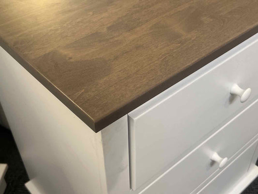 White Nightstand w/ Greywash Top
