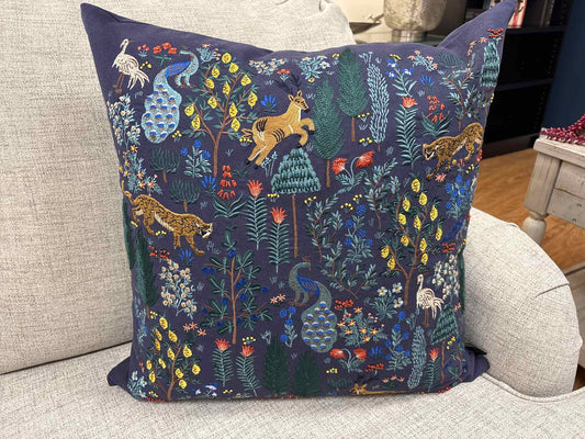Rifle Paper Navy Jungle Accent Pillow