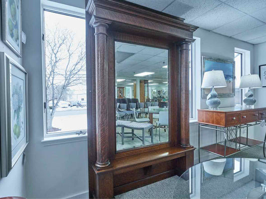Ceiling Height Columned Mirroed Hall Tree in Quartersawn Oak