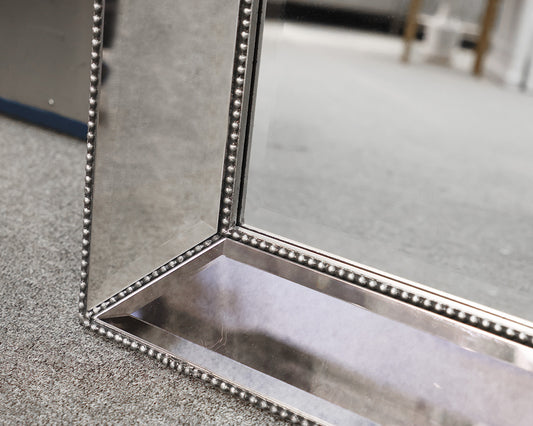 Bassett Standing Floor Mirror in Beaded Mirrored Frame
