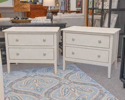 Pair of 2-Drawer Bedside Chests in Hand Painted Cream Finish