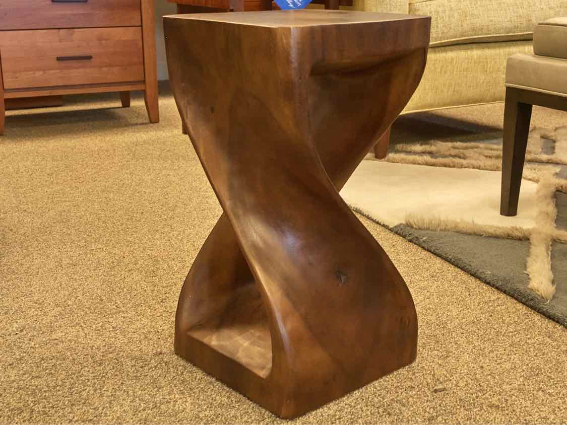 Solid Wood Swirl Side Table