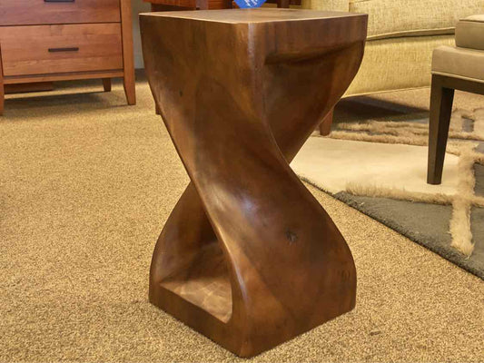 Solid Wood Swirl Side Table
