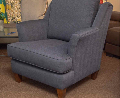 Pair Of King Hickory Navy Chevron Pattern Upholstered Transitional  Chairs
