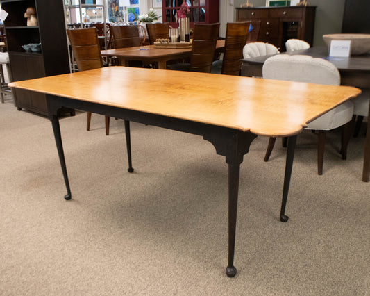 Eldred Wheeler Tiger Maple Porringer Dining Table on Black Base