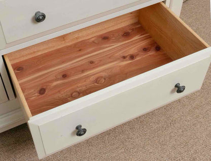 Ivory 10 Drawer Mule Chest with Interchangeable Cane/Panel Door with Mirror