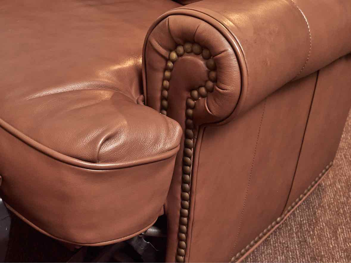 Bradington Young  Mocha Latte Brown Leather Swivel, Rocking, Recliner Chair