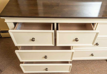 Ashley Furniture Cream Finish 7 Drawer  Dresser with Arch Mirror
