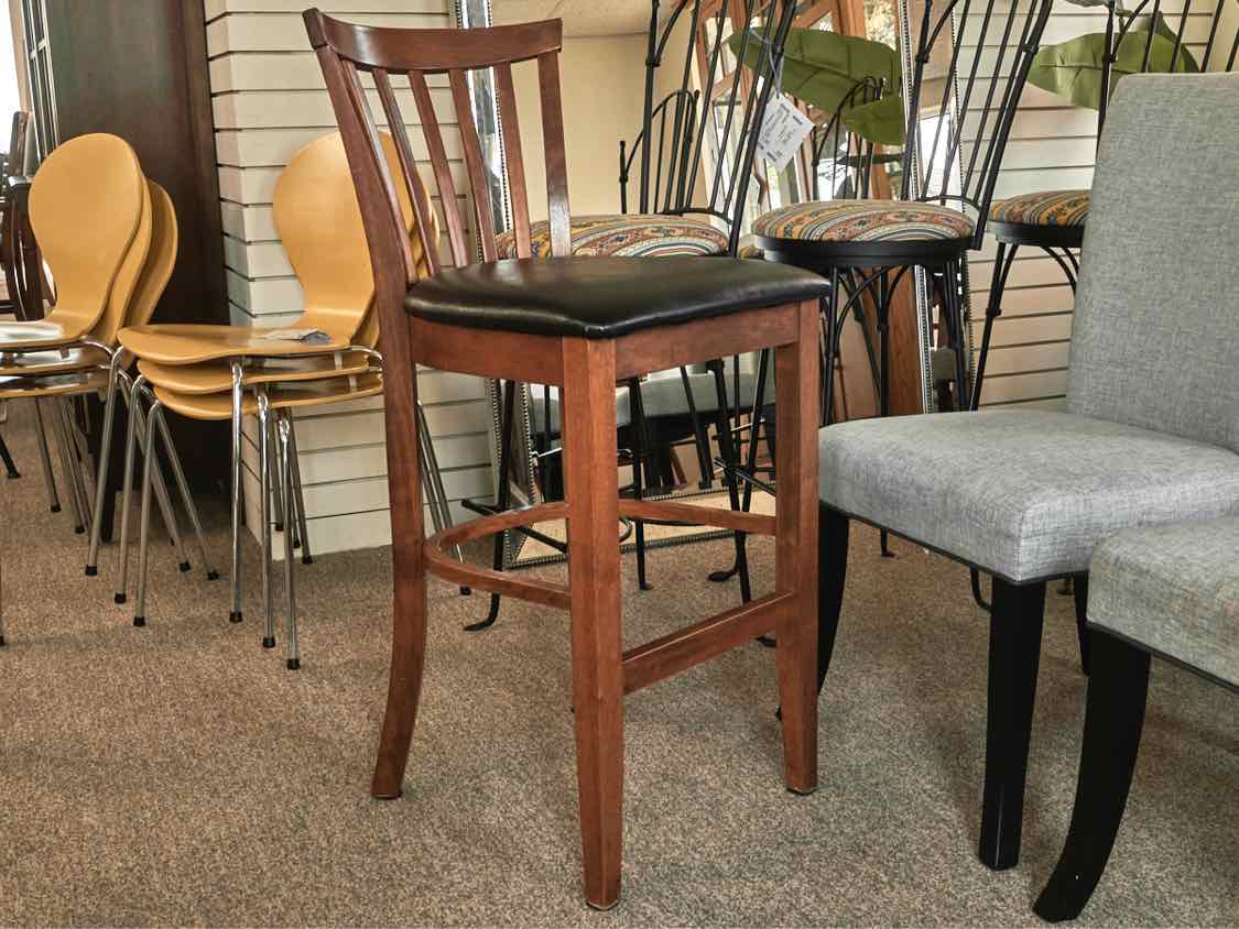 Set of 3 Cherry Stain Slat Bar Stools