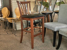Set of 3 Cherry Stain Slat Bar Stools