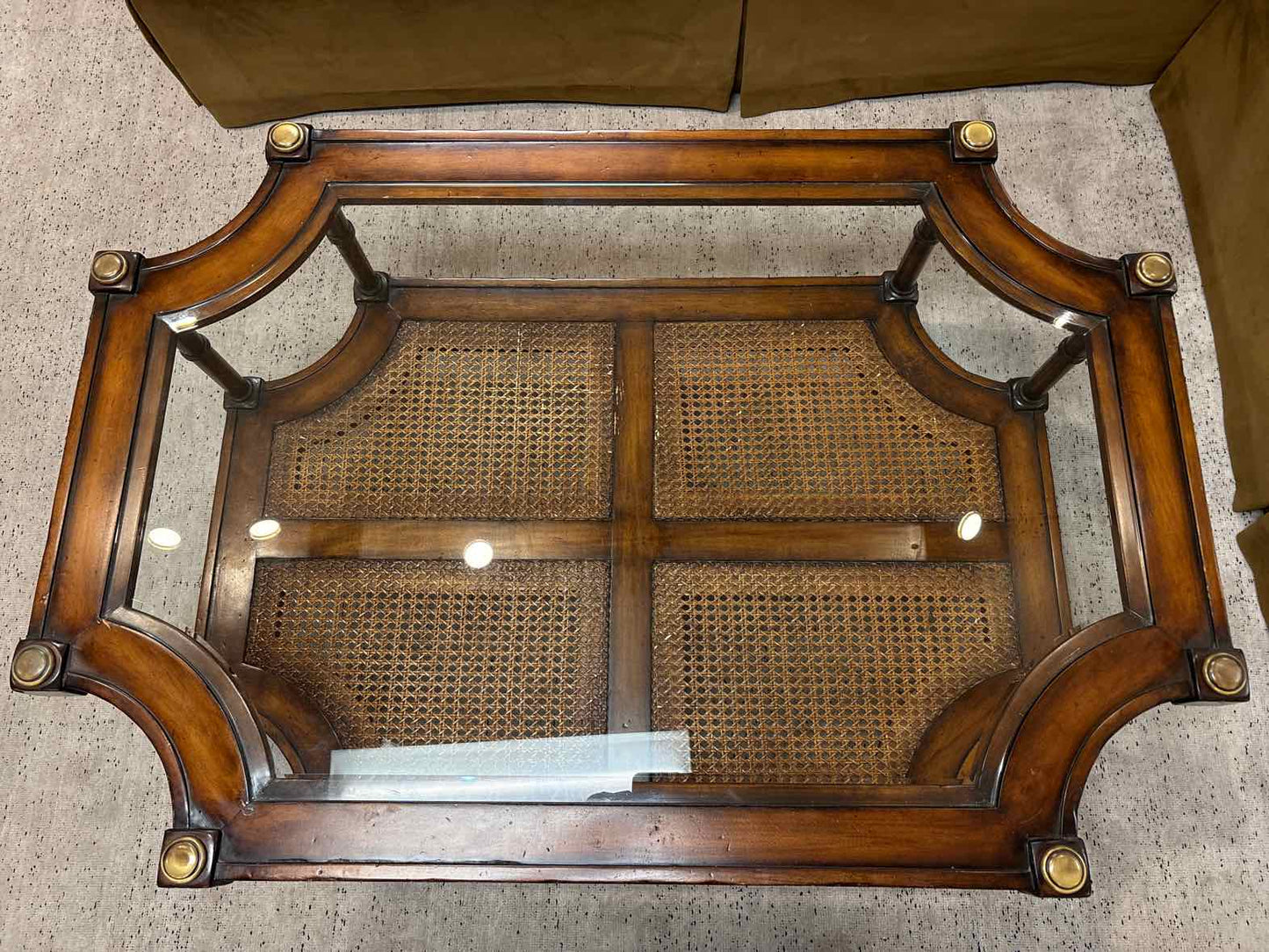Cut Corner Glass Top Cocktail Table