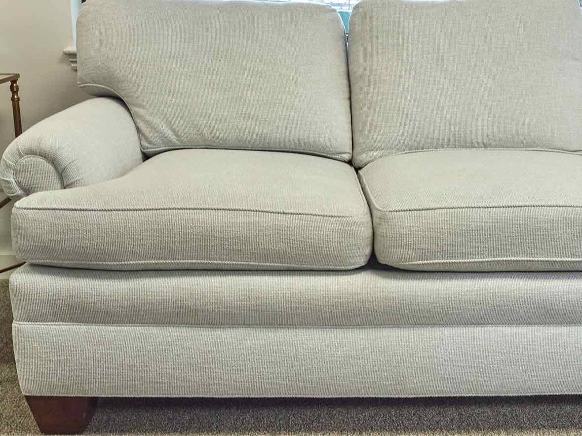 Ivory Ice Blue Upholstered 3 Cushion Sofa