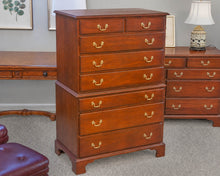 Henkel Harris Chippendale-style Chest-on-Chest in Mahogany with Brass Pulls