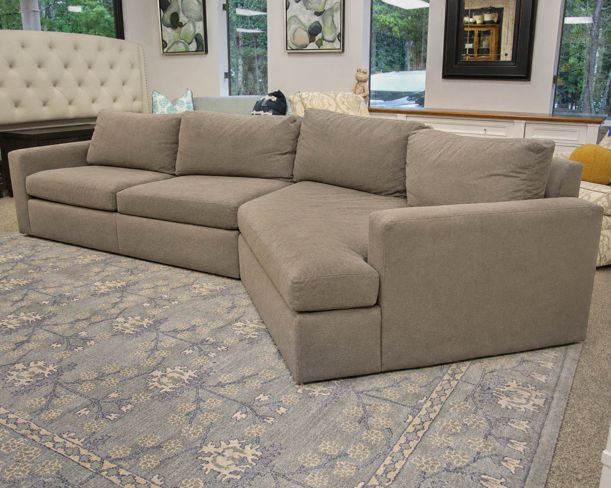 Room & Board Plush Microfiber Track Arm Sectional In Soft Grey