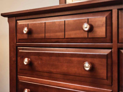 6 Drawer Dresser in Rich Cherry Finish w/ Matching Dresser Mirror